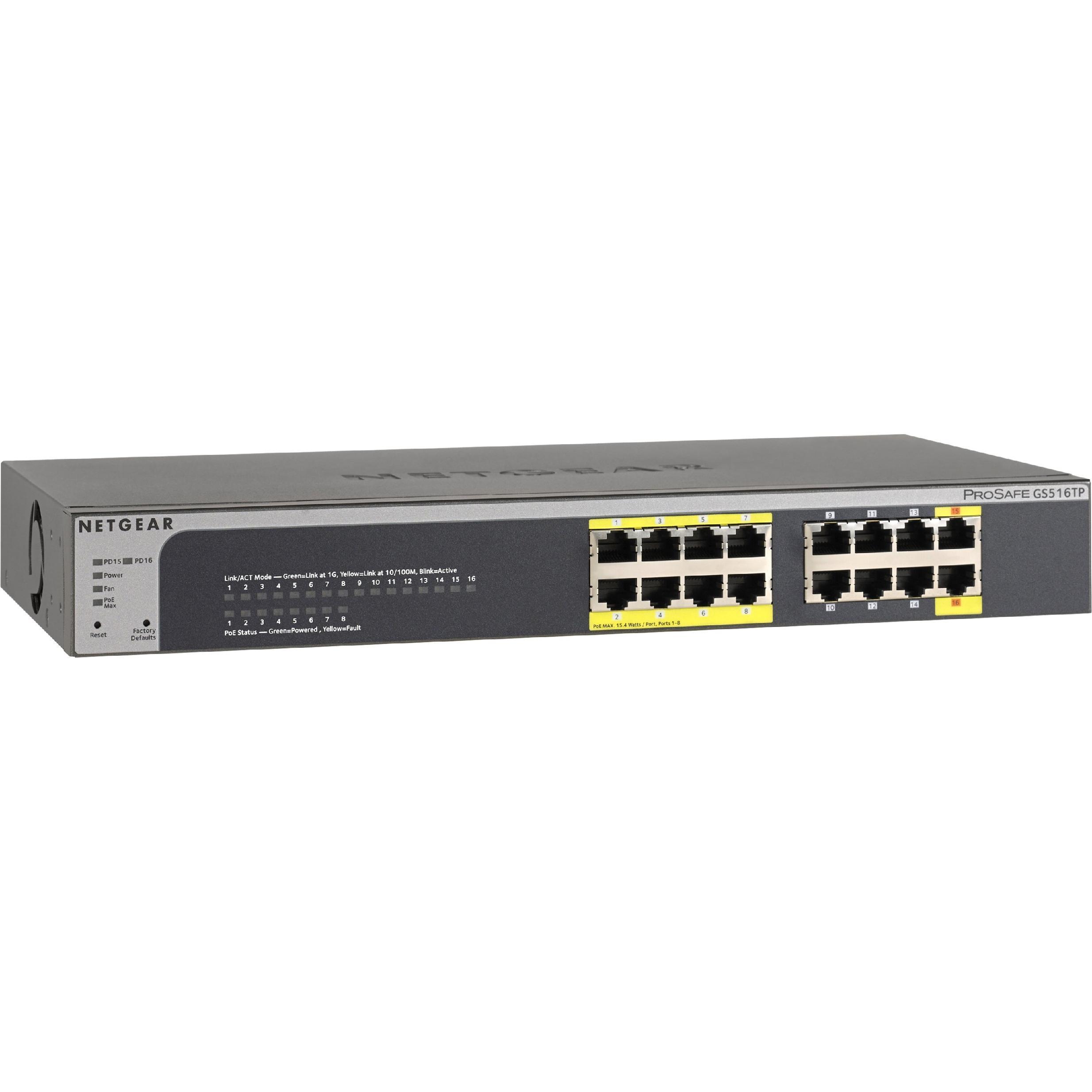 Netgear ProSAFE GS516TP 16 Port Ethernet Switch with 8 PoE Ports